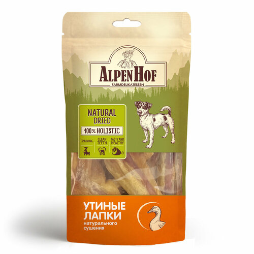 Лакомство для собак AlpenHof утиные лапки, 50г лакомство для собак утиные шеи любимые лапки