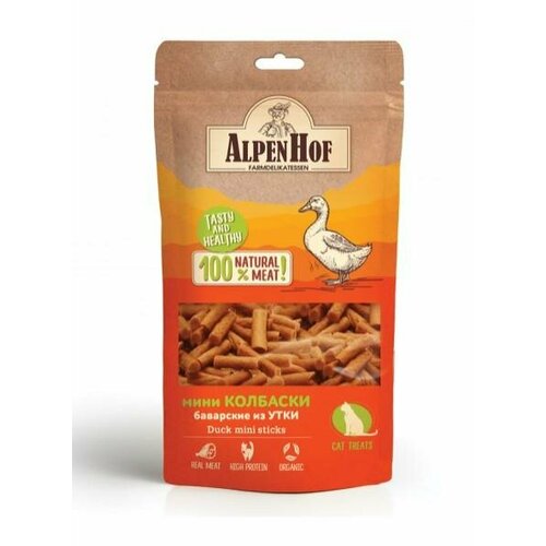 AlpenHof Лакомство для кошек Мини Колбаски баварские из утки 50г (2 шт)