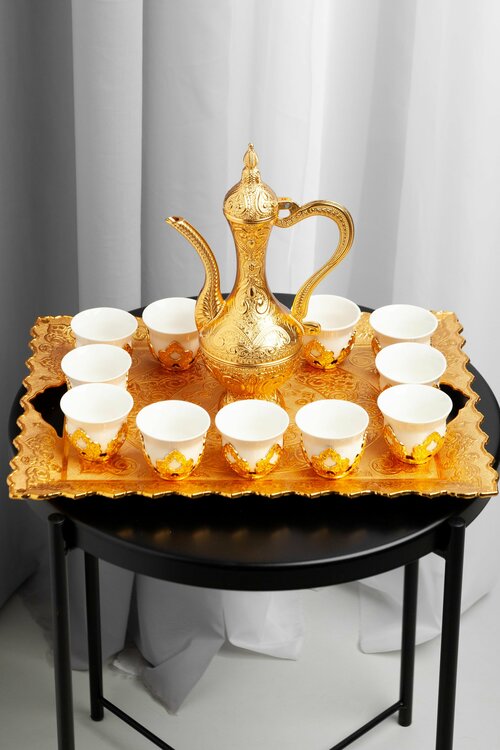 Сервиз чайный подарочный с чайником золото на 12 персон