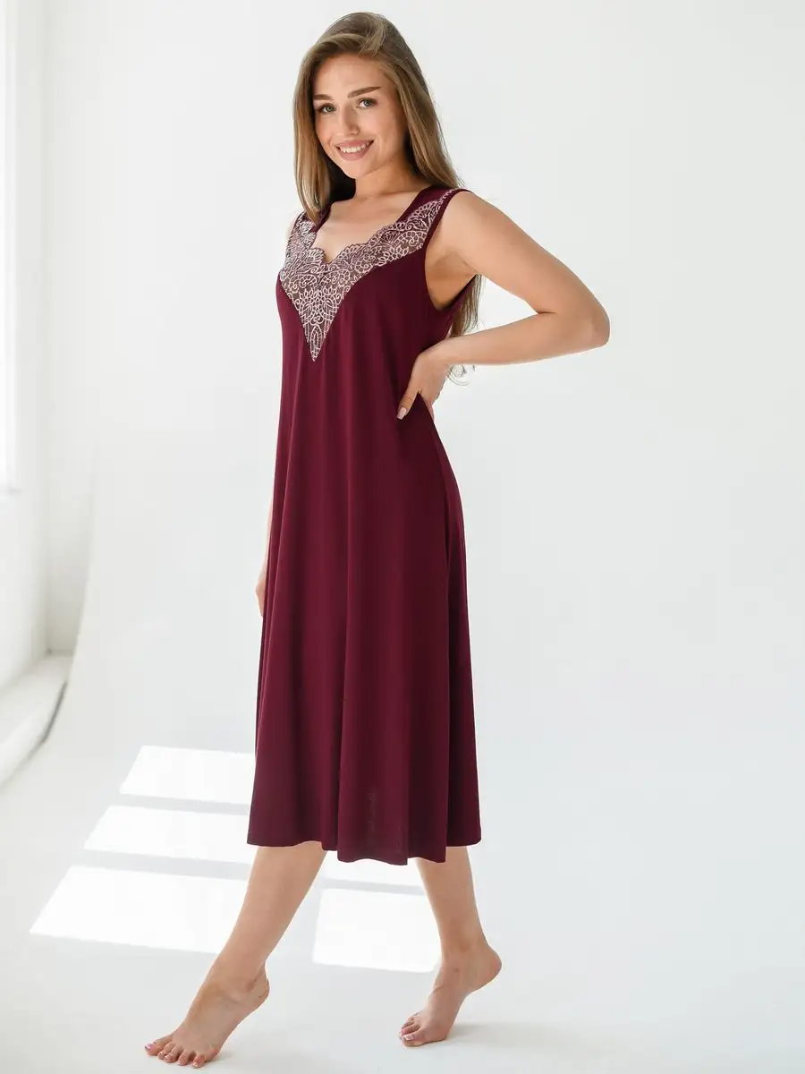 Сорочка Текстильный Край, размер 66, бордовый - фотография № 4