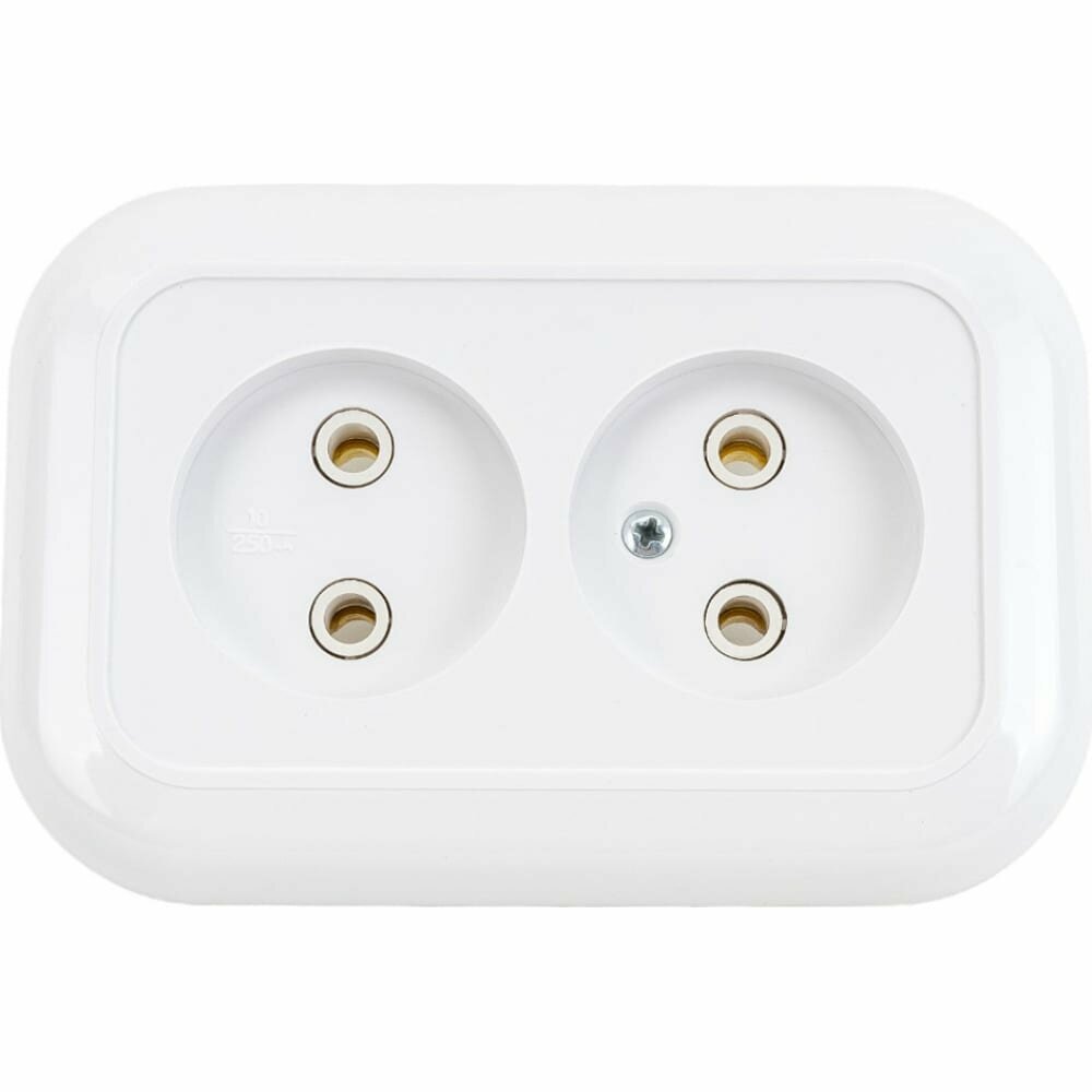Розетка 2-м СП Валентина 10А IP20 РС10-393 бел. Кунцево 5449 Кунцево-Электро - фото №1