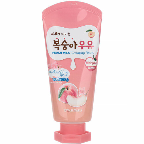 пенка для лица с экстрактом клубники welcos kwailnara strawberry milk cleansing foam 120 мл Пенка для лица с экстрактом персика Welcos Kwailnara Peach Milk Cleansing Foam, 120 мл