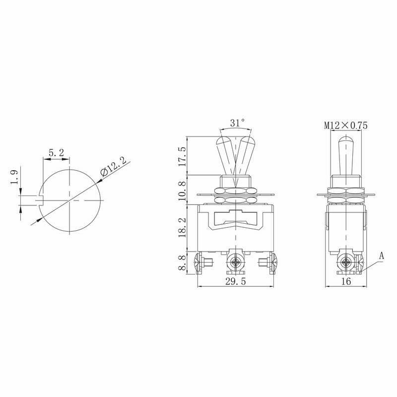 Тумблер Rexant 250V 15А (3c) (ON)-OFF-(ON) однополюсной (KN-123) - фото №2