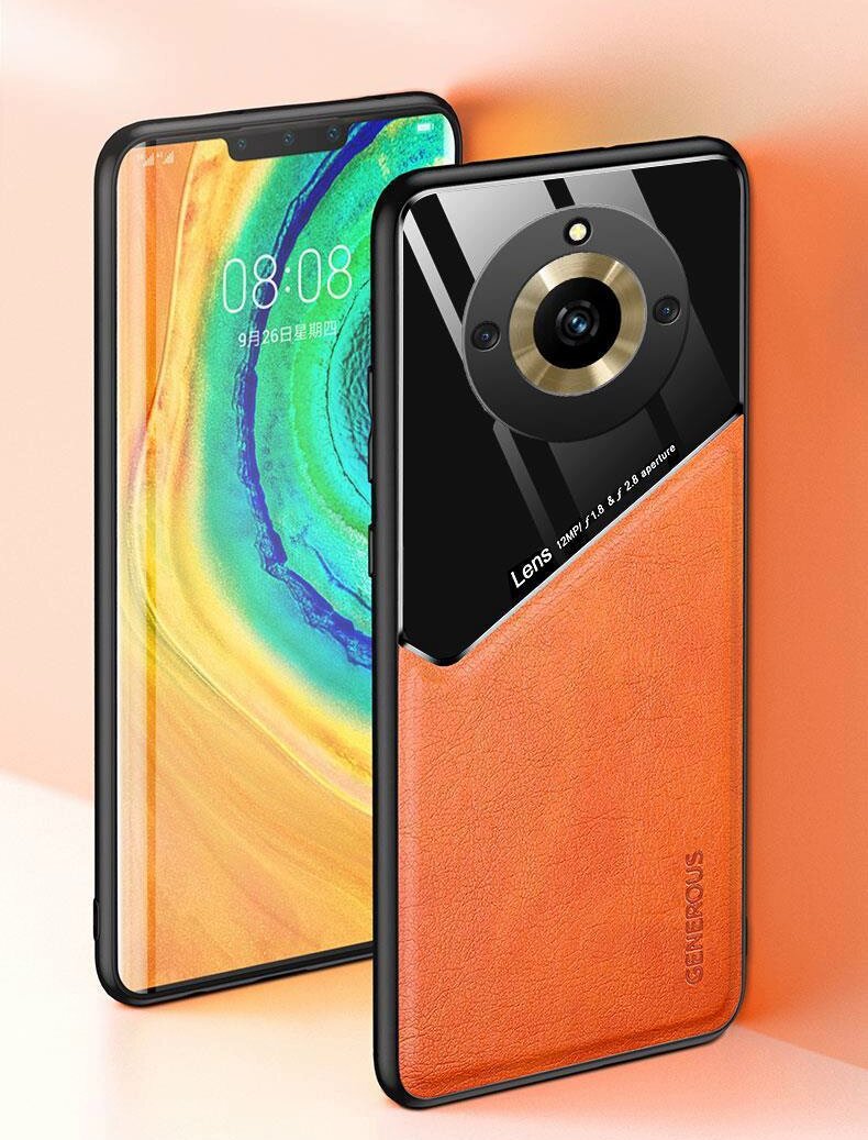 Чехол задняя панель MyPads для Realme 11 Pro / 11 Pro Plus из силикона, со вставками из импортной эко-кожи и оргстекла и встроенным магнитом для ав. — фото 1