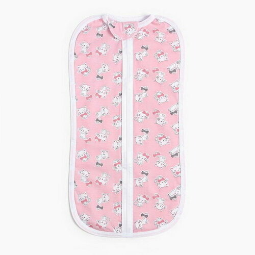 Пелёнка-кокон на молнии Котик рост 62 см розовый кулирка 100 хлопок 607₽