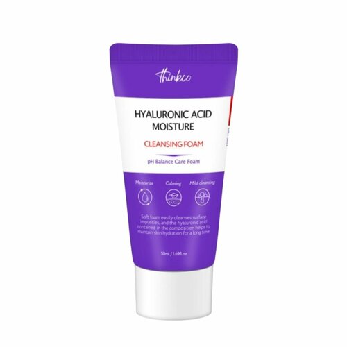 Увлажняющая пенка с гиалуроновой кислотой Thinkco Hyaluronic Acid Moisture Cleansing Foam - 50 мл увлажняющая пенка для умывания thinkco hyaluronic acid moisture cleansing foam 50 мл