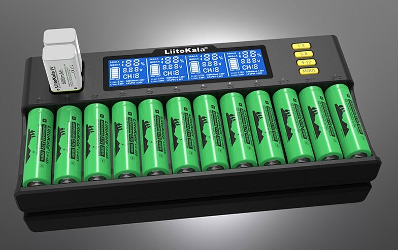 Зарядное устройство Liitokala Lii-S12 ( для 12-ти 18650-10440 , Li-ion/NiMh, ток заряда 0.5/1A, LCD/USB) — фото 5