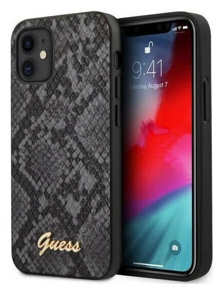 Чехол CG Mobile Guess PU Python Metal logo Hard для iPhone 12 mini, цвет Черный (GUHCP12SPUSNSMLBK) GUHCP12SPUSNSMLBK