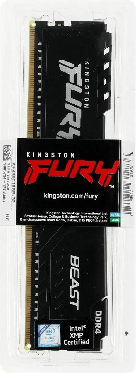 Оперативная память DIMM 32 Гб DDR4 3600 МГц Kingston Fury Beast (KF436C18BB/32) PC4-28800