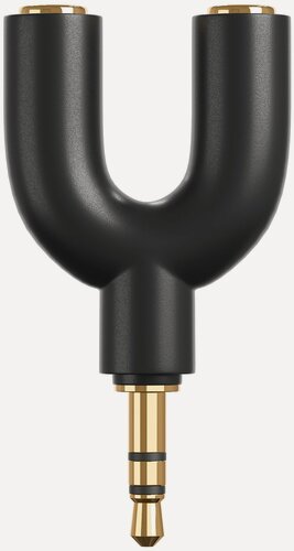 Изображение товара Аудио сплиттер переходник GSMIN Prism разветвитель адаптер для 2 двух наушников Mini Jack джек 3.5 мм для смартфона, ноутбука, ПК (Черный)