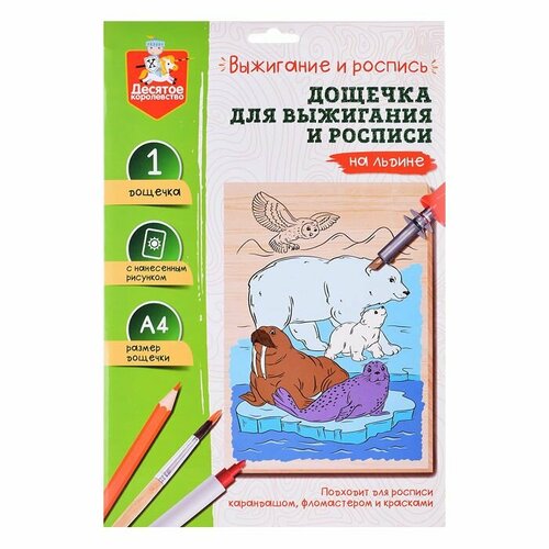 Доска для выжигания и росписи Десятое Королевство На льдине, А4, в конверте (5018) доска для рисования детская десятое королевство африка 02908дк желтый