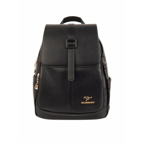 фото Рюкзак черный кожаный для школы и офиса / рюкзак женский с клапаном черный bundle