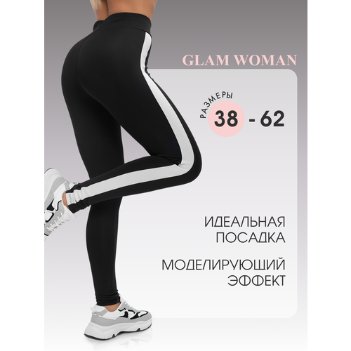 фото Легинсы glam woman, размер 52, черный