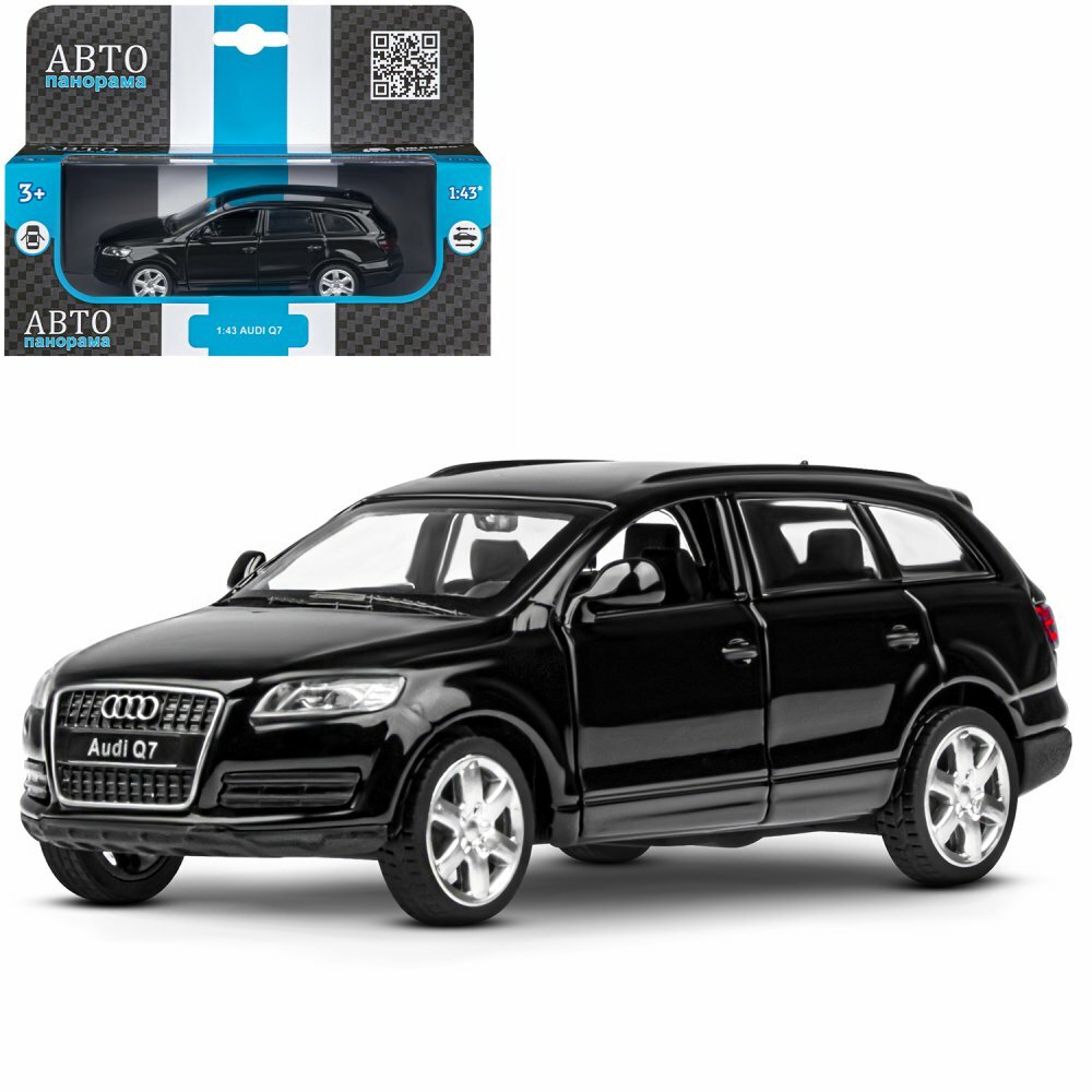 ТМ "Автопанорама" Машинка металлическая 1:43 Audi Q7, черный, откр. двери, инерция, в/к 17,5*12,5*6,