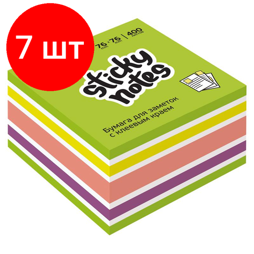 Комплект 7 штук, Стикеры Attache Selection куб 76х76, фреш 400 л стикеры attache selection куб 76х76 фреш 400 л