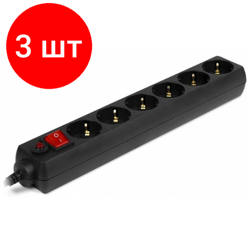 сетевой фильтр sven optima 6 sockets 5m black sv 021030 Комплект 3 штук, Сетевой фильтр SVEN Optima 3.0 м (6 розеток, черный, цветная коробка)