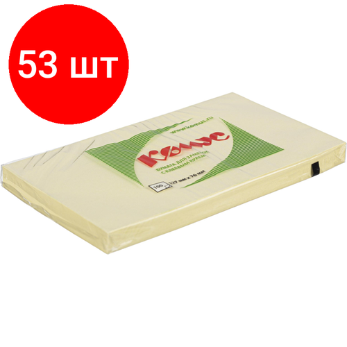 Комплект 53 штук, Стикеры комус с клеев. краем 76х127 желтый 100л