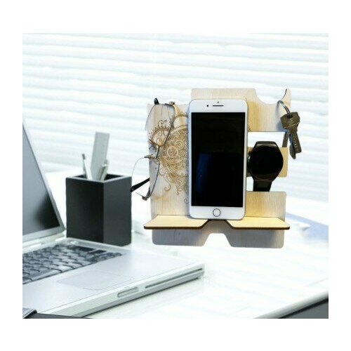 Подставка для телефона органайзер с гравировкой 