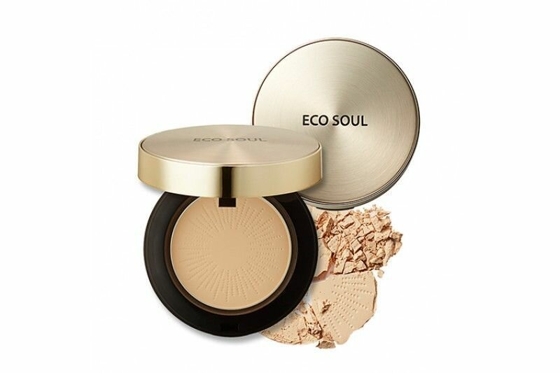 The Saem Пудра компактная Eco Soul Luxury Gold Pact #21(Light Beige), 9г