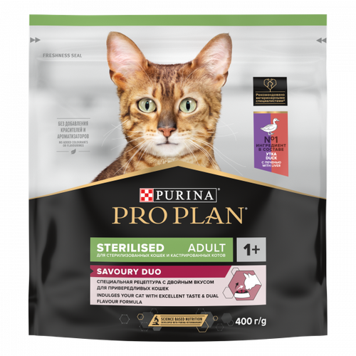 ProPlan Sterilised Корм для стерилизованных кошек с Уткой и Печенью purina pro plan cat optisavour sterilised duck