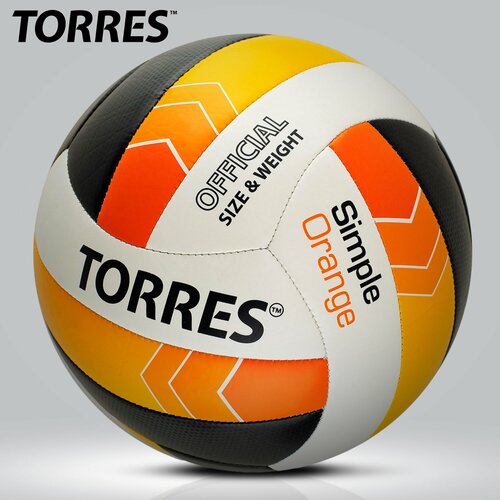 фото Мяч волейбольный torres simple v32125 черный, оранжевый