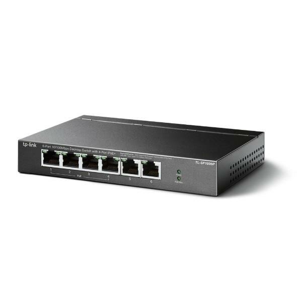 TP-Link TL-SF1006P 6-портовый 10/100 Мбит/с настольный коммутатор с 4 портами PoE+