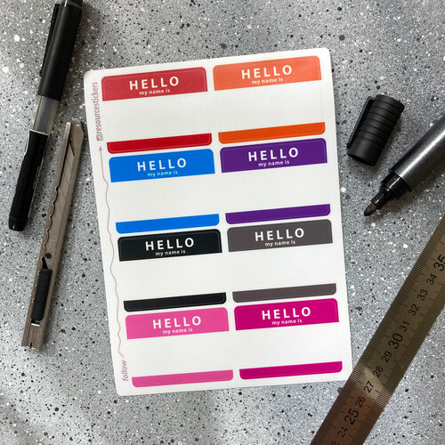 Виниловые наклейки Hello my name is, стикерпак multicoloured