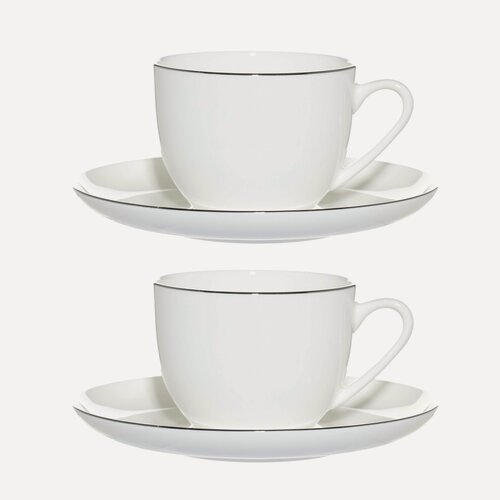 Изображение товара Пара чайная, Kuchenland, 2 перс, 4 пр, 250 мл, фарфор F, белая, Ideal silver