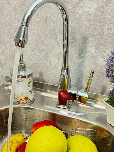 Изображение товара Смеситель Hansen для кухни однорычажный, с поворотным изливом высокий Хром H40082