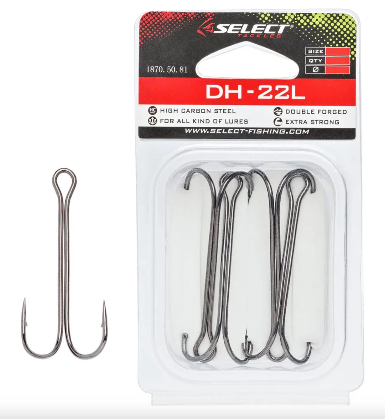 Крючки Select двойные double hook DH-22L #2/0 (4шт в упаковке)