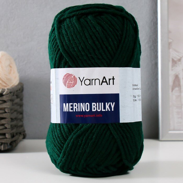 YarnArt Пряжа "Merino bulky" 25% шерсть 75% акрил 100м/100гр (590 темн. зеленый)