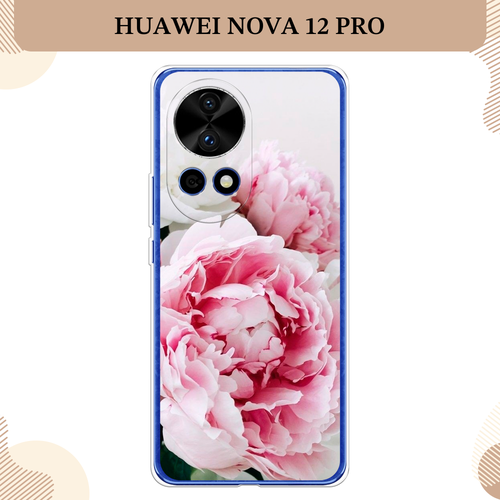 Силиконовый чехол Розовые и белые пионы на Huawei Nova 12 Pro / Хуавей Нова 12 Про силиконовый чехол на huawei nova 12 pro хуавей нова 12 про пыльно розовые пионы