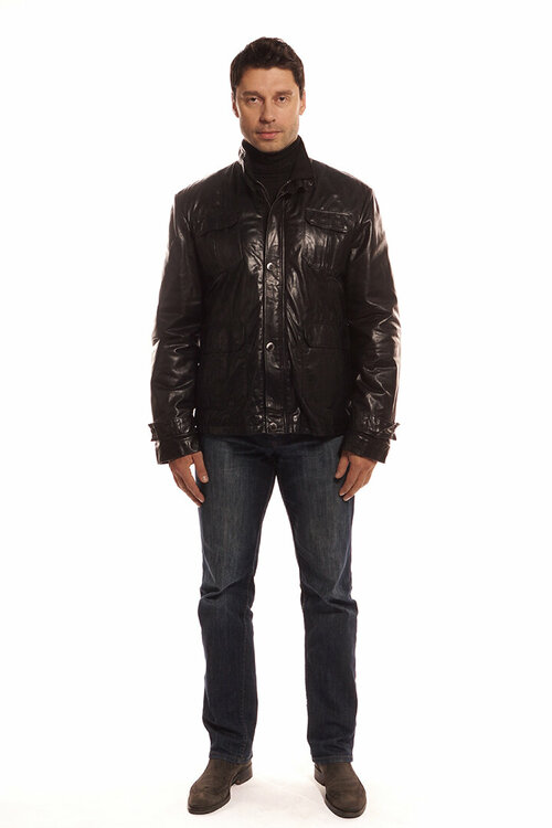 Кожаная куртка Valentini, размер 58, черный