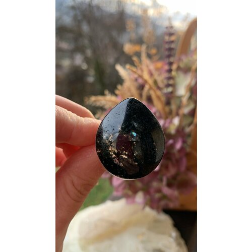 фото Кольцо true stones, кварц, размер 18.5, черный