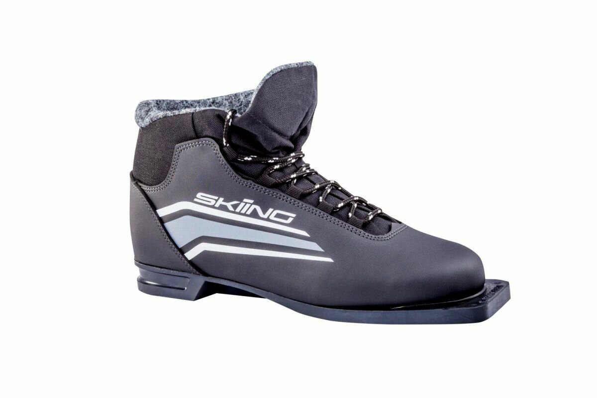 Ботинки лыжные (под крепление NN75) SkiingIK1 (черный/серый) (разм. 45)