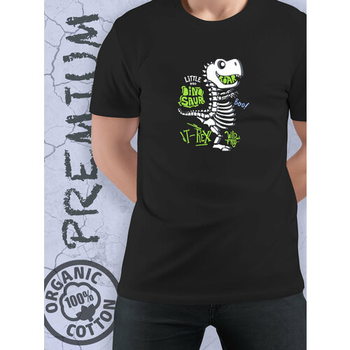 grandmasaurus t rex dinosaur grandma saurus family matching t shirt Футболка SMAIL-P скелет тирекса в профиль little bro dinosaur t-rex, размер S, черный