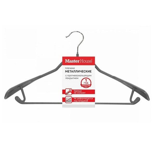 фото Вешалка-плечики с противоскользящим покрытием Master House серый 41 см 60526