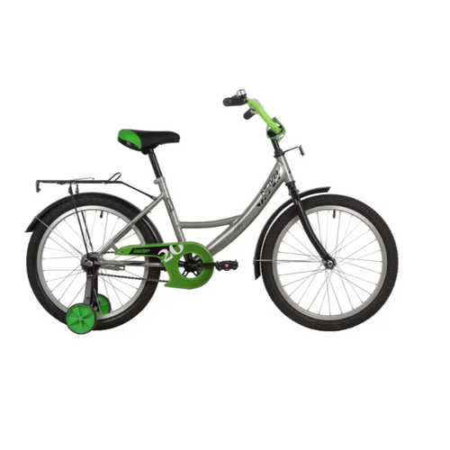 Велосипед детский NOVATRACK 20203VECTOR. SL22 серебристый, защита А-тип, тормоз нож, крылья и бага
