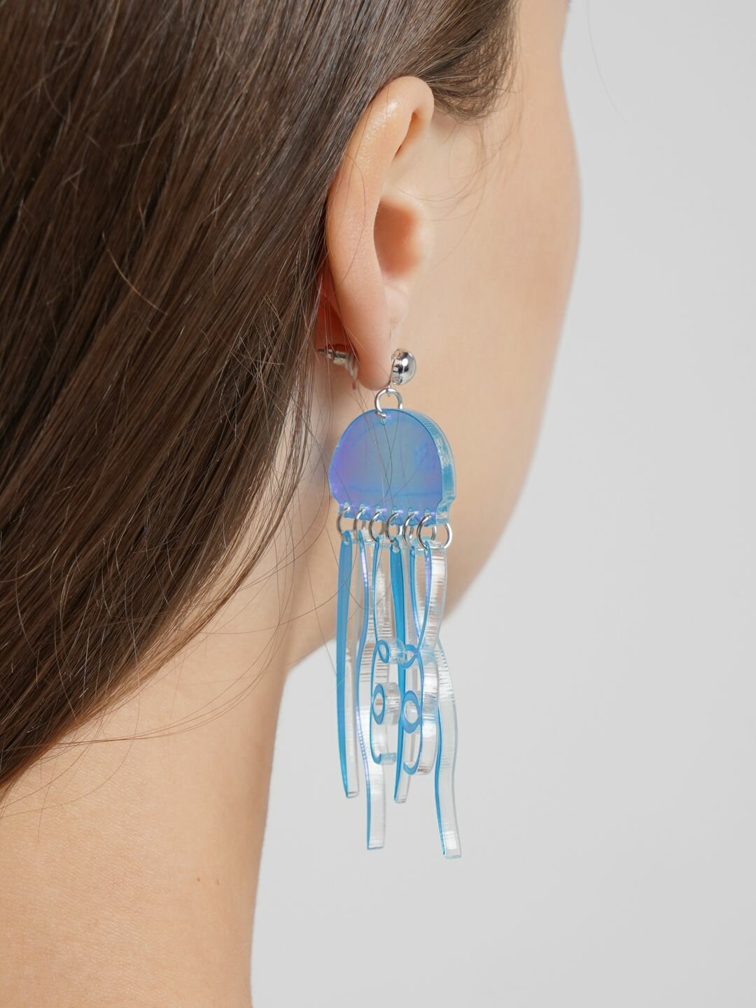 Серьги Bag & You, акрил, размер 110 мм, серебристый — фото 1