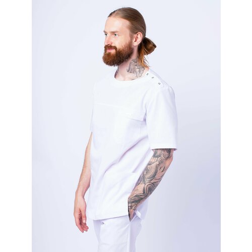 Рубашка медицинская мужская белая Озон блуза с глубокими карманами доктор стиль