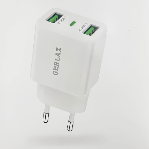 Зарядное устройство Gerlax 2 в 1, 2 USB-порта, 5 В, 2,4 А, белый