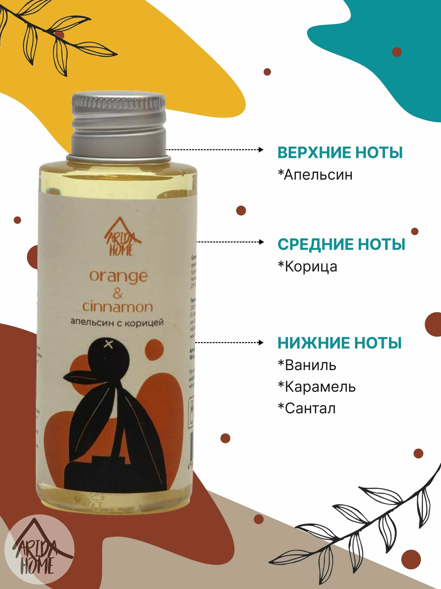 Наполнитель ароматический для диффузора Arida Home Апельсин с корицей 100 мл - фото №5