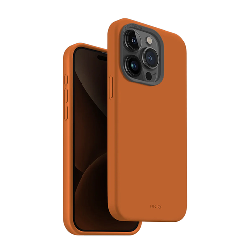 Чехол силиконовый Uniq MAGCLICK CHARGING LINO HUE (MagSafe) для iPhone 15 Pro MAX 6.7, оранжевый (Orange) чехол uniq lino для iphone 13 розовый