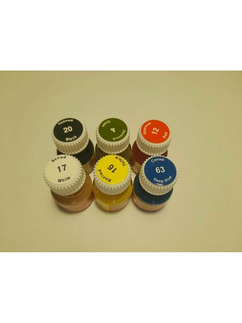 Краски эмаль основные (базовые) цвета, набор (6 шт)