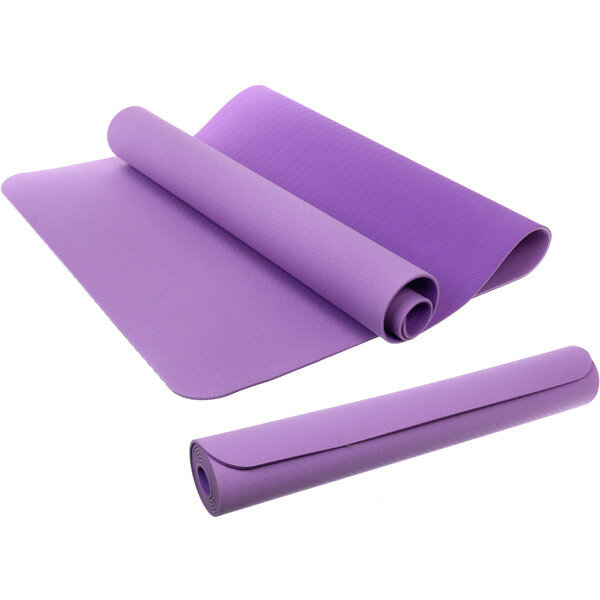 Коврик для йоги 6 мм 183х80 см «Энергия» 2х сторонний TPE сиреневый/фиолетовый
