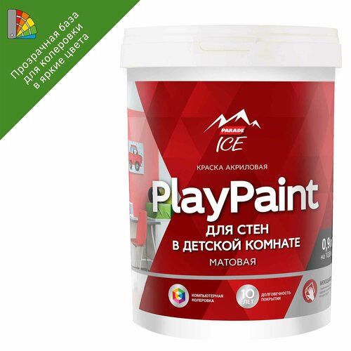 Краска для колеровки для стен и потолков Parade «Diy PlayPaint» прозрачная база C 0.9 л краска для колеровки для стен и потолков parade diy 7 playpaint прозрачная база c 9 л