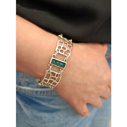 Браслет, эмаль, размер 20 см, размер one size, голубой, серебристый