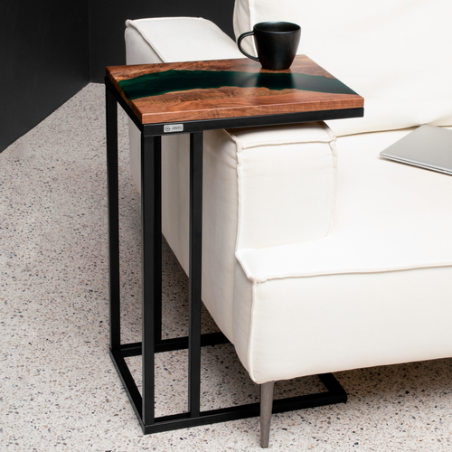 Приставной столик, журнальный столик Geometry Wood / Озеро - Байкал, Изумруд, 42x32x64