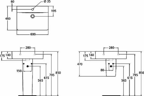 Раковина Ideal Standard Connect Cube E794501 60 см