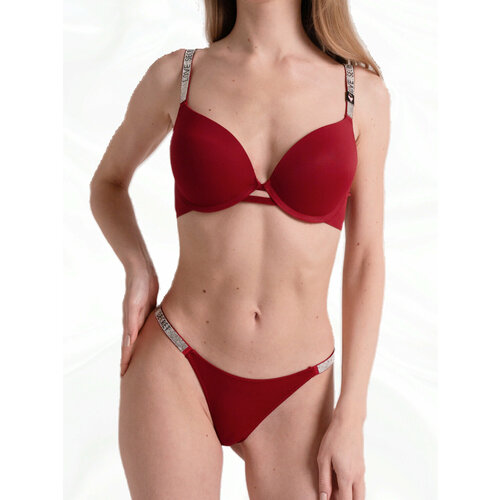 Комплект нижнего белья Victoria's Secret, размер 36B/L, бордовый, красный